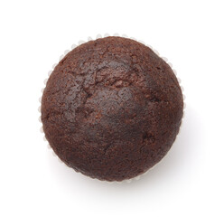 Top view of single chocolate muffin