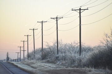 Iced power lines