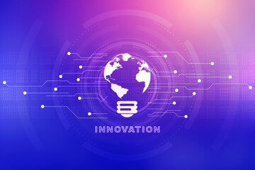 2d rendering abstract globe with innovation concept
