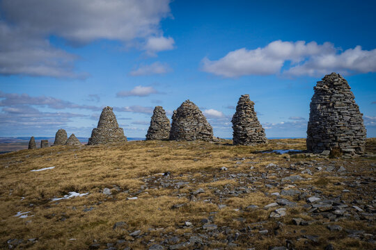 Tthe Nine Standards Rigg on the Coast to Coast walk in the North Pennines near to Kirkby stephen