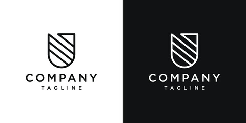 Creative Letter U Monogram Logo Design Icon Template White and Black Background © arttools