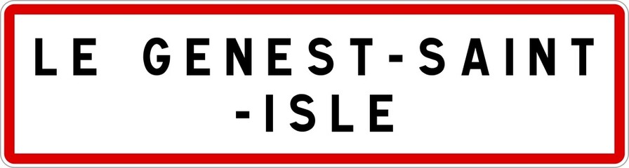 Panneau entrée ville agglomération Le Genest-Saint-Isle / Town entrance sign Le Genest-Saint-Isle