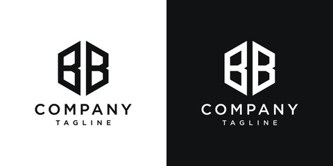 Creative Letter BB Monogram Logo Design Icon Template White and Black Background - obrazy, fototapety, plakaty