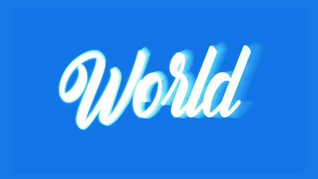 World - The text design Animation with lettering in shine style. Footage in different colors of background. First black for overlay. Emerging from the Shadows at the beginning of the video.