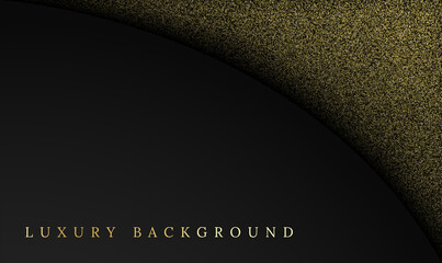 Abstract luxury curve black background with golden glitter sparkle
