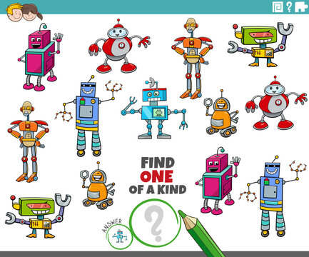 one of a kind game with funny cartoon robot characters