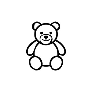 Teddy bear hand drawn icon isolated on white background