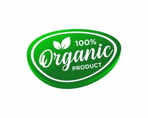 100 percent organic food label stamp badge vector