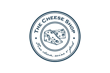 Hand Drawn Cheese Shop Food Restaurant Logo Symbol 