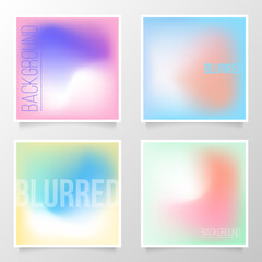 Set of defocused backgrounds with light soft color gradient for your creative graphic design. Blurred covers templates collection. Vector illustration.