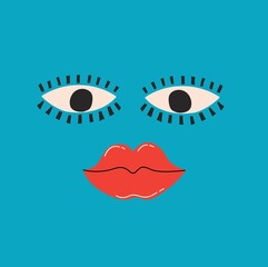 Crazy Abstract comic character element and face. Bright colors Cartoon style. Vector Illustration