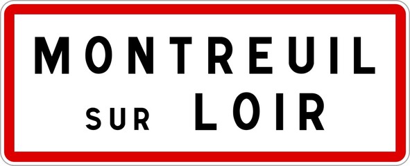 Panneau entrée ville agglomération Montreuil-sur-Loir / Town entrance sign Montreuil-sur-Loir