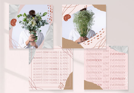 Social Media Set with Torn Paper Elements