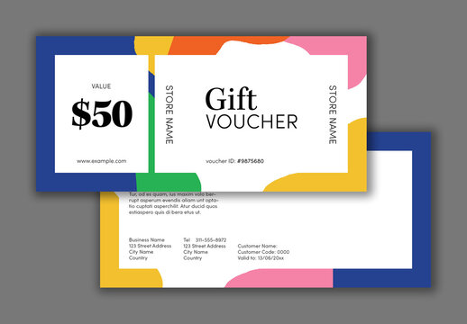 Gift Voucher Layout with Colourful Shapes