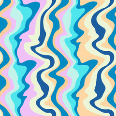 Seamless pattern with stripes. Wavy psychedelic lines. Vector illustration background. Texture for print, fabric, textile, wallpaper.