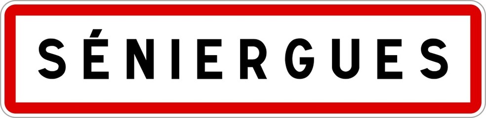 Panneau entrée ville agglomération Séniergues / Town entrance sign Séniergues