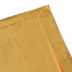 Brown and beige cardboard paper mail envelope on a white background