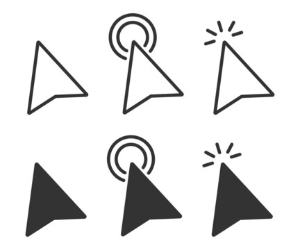 Cursor arrow pointer icon. Computer mouse click symbol. Sign app button vector.