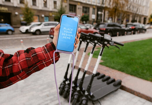 Phone Screen Mockup Electric Scooter Sharing App