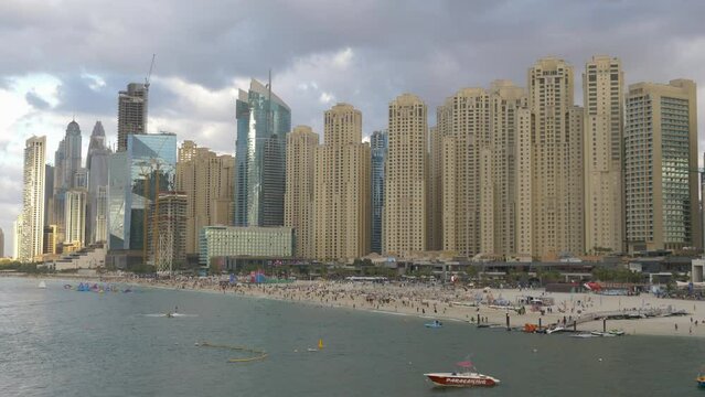 Bird's eye view on Dubai Marina Beach &ndash; one of the most popular tourist attractions in Dubai.