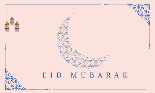 Eid Mubarak moon and mosque beautiful background 2022