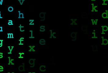 Dark blue, green vector template with isolated letters.