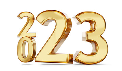 2023 golden symbol bold letters 3d-illustration