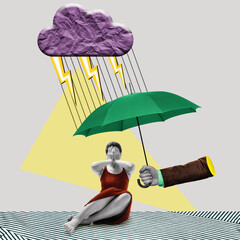 Psychological therapy and mental health protection, art collage.