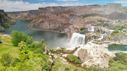 Amazing aerial view of beautiful Shoshone Falls on the Snake River, Twin Falls, Idaho - USA