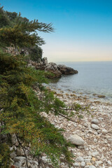 Paysage de bord de mer sur la Côte d'Azur au Cap d'Antibes