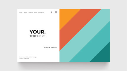 Naklejka premium Creative website screen part for web design project development in retro style. Abstract geometric pattern banner layout mock up. Landing page for UI/UX design.