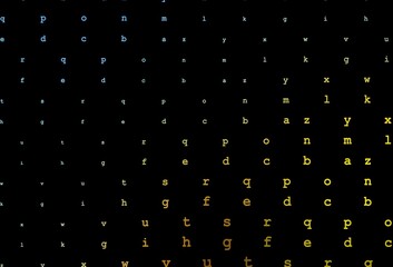 Dark blue, yellow vector pattern with ABC symbols.