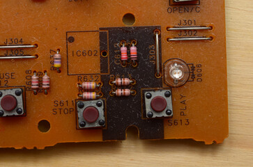 electronic components close-up details circuit board parts