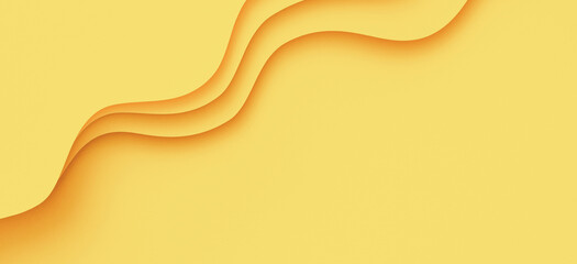 Minimal geometric yellow color shapes and lines. Abstract monochrome creative paper texture banner...