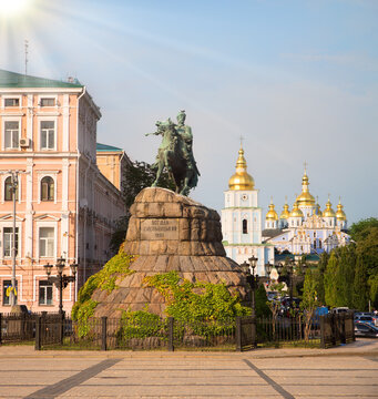 Kiev, Ukraine, 2018. Monument to Bohdan Khmelnitsky