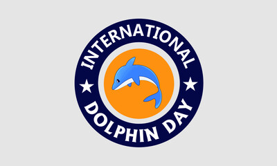 National Dolphin Logo design Template Day. 14 April