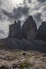 Mountain trail Tre Cime di Lavaredo in Dolomites in Italy