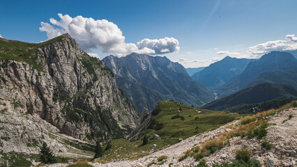 Beautiful view of mangart mountains in julian alps,Slovenia - obrazy, fototapety, plakaty