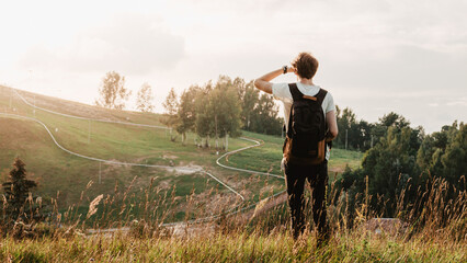 person walking in the field