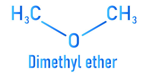Dimethyl ether, methoxymethane, DME, molecule. Skeletal formula.