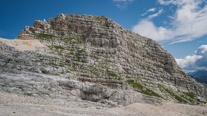 Beautiful view of Kanin mountain on a sunny day in Slovenia