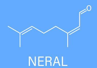 Neral lemon fragrance molecule. Citral. Skeletal formula.