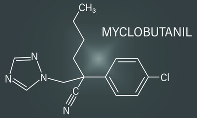 Myclobutanil antifungal molecule (triazole class). Skeletal formula.