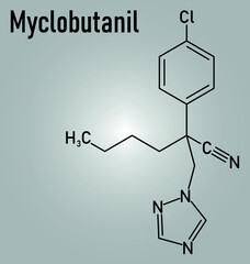 Myclobutanil antifungal molecule (triazole class). Skeletal formula.