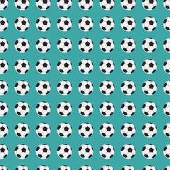 Soccer pattern. Seamless football background with white and black soccer balls. Vector football tiled illustration for sport designs