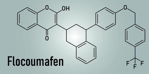 Flocoumafen rodenticide molecule (vitamin K antagonist). Skeletal formula.