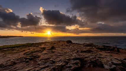 Sunset on the coast of Peniche in Portugal