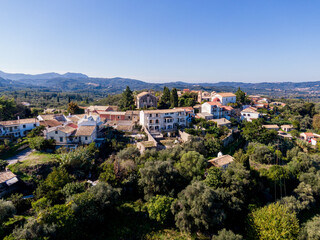 Fototapeta na wymiar Aerial Beautiful landscape of Kassiopi Corfu Greece ,drone view 