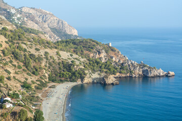 Obraz premium Costa tropical in Andalusia, Spain, view on beaches near la Herradura touristic town with subtropical climate in Europe