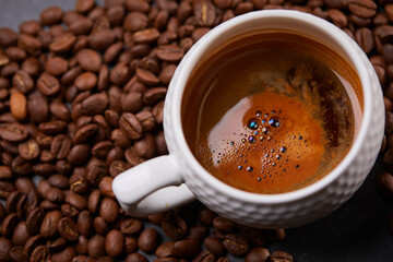 cup with italian coffee, breakfast